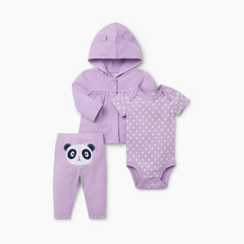 Small Story 3 Piece Hoodie Set - Dottie Panda, 0-3 M