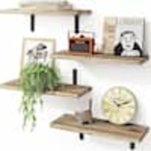 N/A. 24 in. W x 12 in. D x 6 in. H Floating Shelves Set of 4, Rustic Brown Wood Wall Mounted Storage Shelves SA1129E310