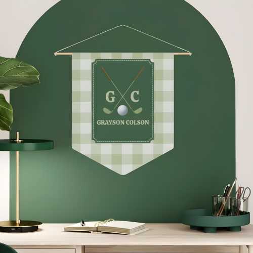 Custom Golf Name Pennant | Boy Nursery Golf Decor | Personalized Hanging Banner | Golf Art Sign | Sports Baby Gift | Golf Room Wall Art