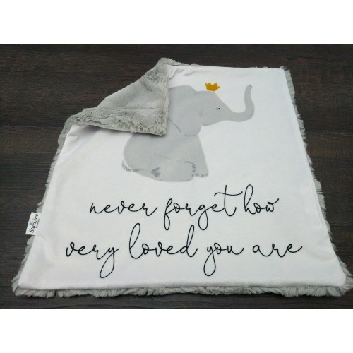 Lovey 17" x 17" Elephant Never Forget How Very Loved You Are, Elephant Gender Neutral Baby Shower Elephant Nursery Elephant Baby Shower Gift