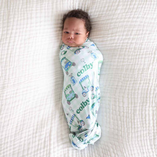 Birdie Babes Personalized Swaddle Blanket | Green