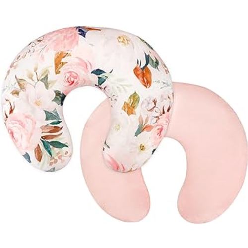 DILIMI Nursing Pillow Cover, Soft Stretchy Nursing Covers for Breastfeeding Pillows, 1 Pack Reversible Removable Slipcover for Baby Boy and Girls, Floral