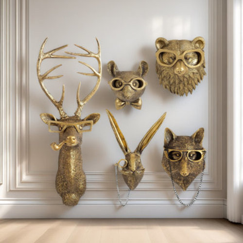 Everly Quinn 5 Piece Resin Animal Head Wall Decoration | Wayfair