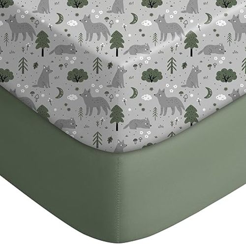 Yoofoss Baby Crib Sheets for Boys Girls, Fitted Crib Sheet 2 Pack for Standard Crib and Toddler Mattress, Super Soft Microfiber Baby Sheet 28x52x8in Green + Banana Leaves