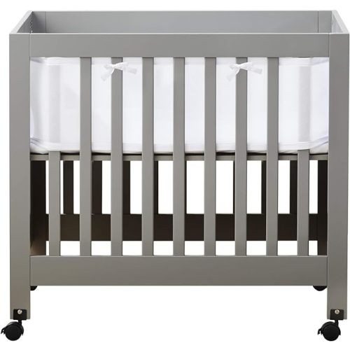 Halo Mini Crib Breathable Mesh Liner for Mini Crib, Classic 3mm Mesh, White, Size 4M Covers 4 Sides FITS MINI Cribs with 38x24” Mattress ONLY