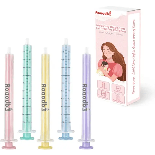 Baby Medicine Dispenser Syringe For Children,Oral Syringes, Liquid Plastic Syringe Without Needle,Leak proof Dosing Tools,5 Uniquely Colour Syringes - 5 Pack