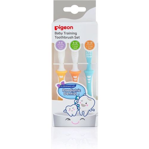 Pigeon 3-Step Training Toothbrush Set for Each Stage of Your Baby's Oral Development, 3-Pack
