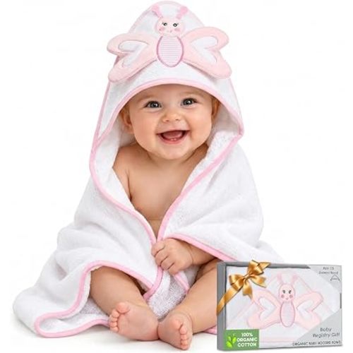 100% Organic Cotton Hooded Baby Bath Towels Ultra-Soft 33x33 in