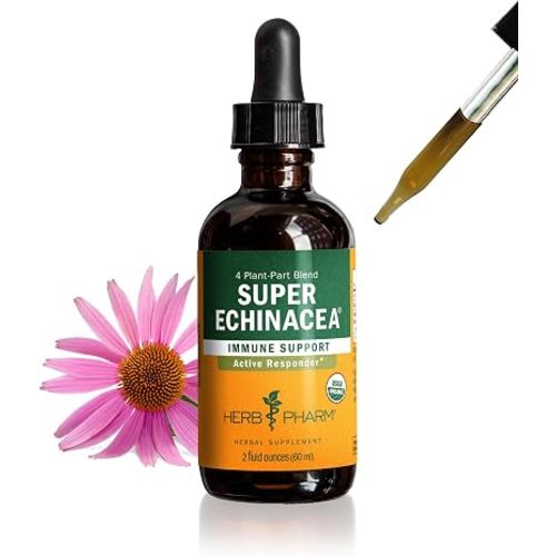 Herb Pharm Super Echinacea® Liquid Extract: USDA Organic Immune Support for Year-Round | Fast-Absorbing Echinacea Tincture, 4 Plant-Part Blend: Root, Leaf, Flower & Seed | Up to ~6 Week Supply, 2 oz*