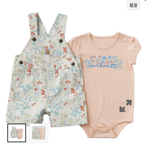 Girls' 2-Piece Short Sleeve Bodysuit & Canvas Shortall Set (Baby) | Carhartt