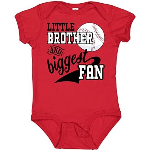 inktastic Little Brother and Biggest Fan- Baseball Family Fan Baby Bodysuit
