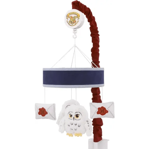 Warner Brothers Harry Potter Welcome Little Wizard Navy, White, and Burgundy, Hedwig and Letters Musical Mobile