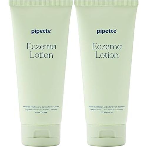 Pipette Baby Eczema Lotion Duo, Pack of 2, Fragrance Free Eczema Cream and Moisturizer, Lotion for Newborn, Sensitive Skin, and Kids, Baby Care Products, Non-Toxic, Hypoallergenic