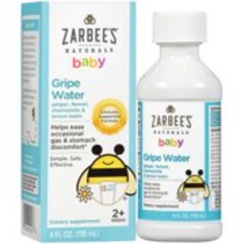 Zarbee's Naturals Baby Gripe Water, Clinically Supported Formula with Ginger, Fennel, Chamomile, Lemon Balm, , 4 Fl. Ounces (1 Box)