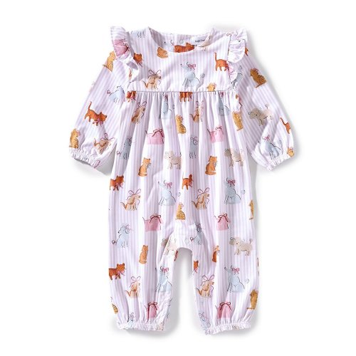 Angel Dear Baby Girls Bamboo Long Sleeve Fancy Pet Print Coverall