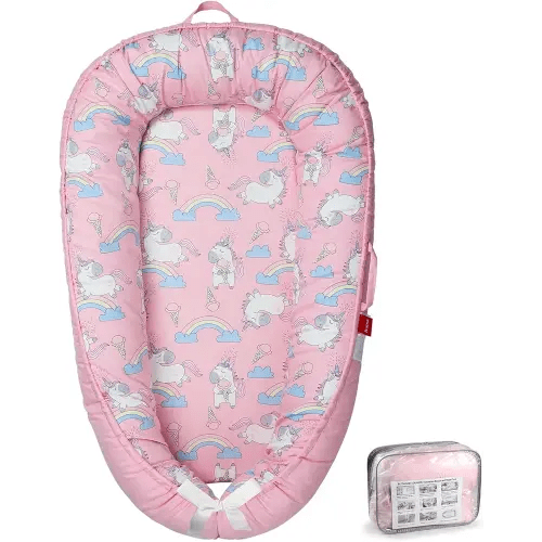 Baby Lounger - Breathable & Soft Baby Nest, Portable and Lightweight Tummy Time Lounger for Home and Travel, Ideal Newborn Babies Essentials Baby Shower Gifts