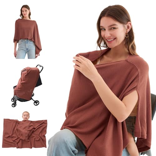 Momcozy Nursing Cover for Breastfeeding, Breathable Soft Privacy Poncho, Multi-Use Nursing Shawl, Portable Breast Feeding Covers for Women, Includes Laundry Bag