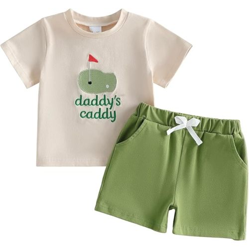 Baby Boy Summer Outfits Golf Embroidery Short Sleeve Tshirts Shorts Set Toddler Golf Clothes 0 6 12 18 Months 2T 3T