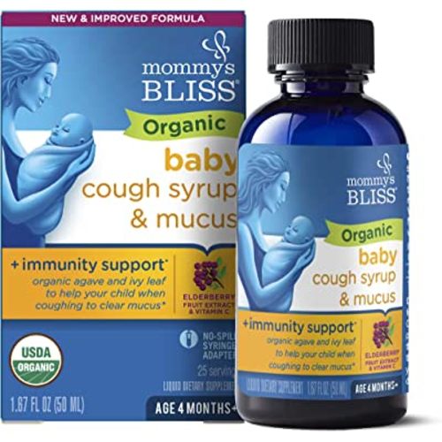 Mommy's Bliss Organic Baby Cough Syrup and Mucus + Immunity Support, Contains Organic Agave and Ivy Leaf, Made for Babies 4 month+, 1.67 Fluid Ounces