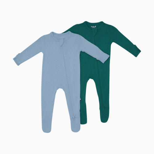 Kyte Baby Zipper Footie Bundle (2 Pack) - Dark Green, 0-3 M