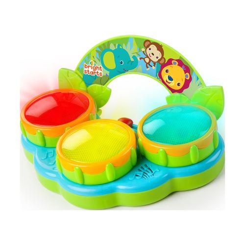 Bright Starts Safari Beats Musical Drum Toy with Lights, Ages 3 Months +, Infant and Toddler, Unisex
