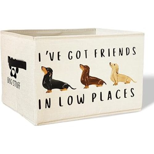 Funny Weiner Dog Storage Basket Bins With Handles for Girls Kids, Funny Dachshund Dog Foldable Organizer Basket Toybox for Girls Room Nursery Bedroom Bathroom Clothes Toys Books