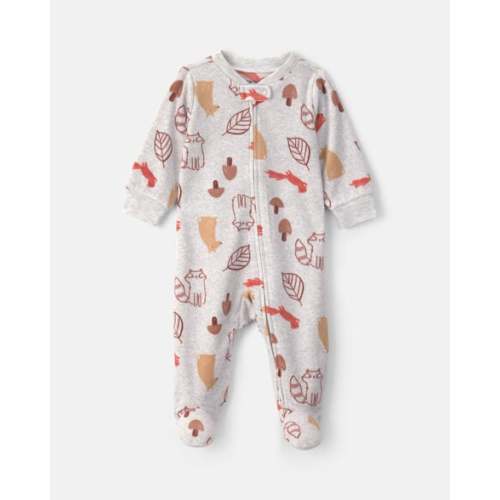 Baby Autumn Fleece 2-Way Zip Sleep & Play Pajamas - Grey | Carter's