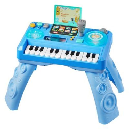 VEVOR Baby DJ Playset for Toddlers 1-3, Educational Musical Table Toys with 133 Sound Sources, Recording and LED DJ Turntable,for Aged 6+ Months,Blue