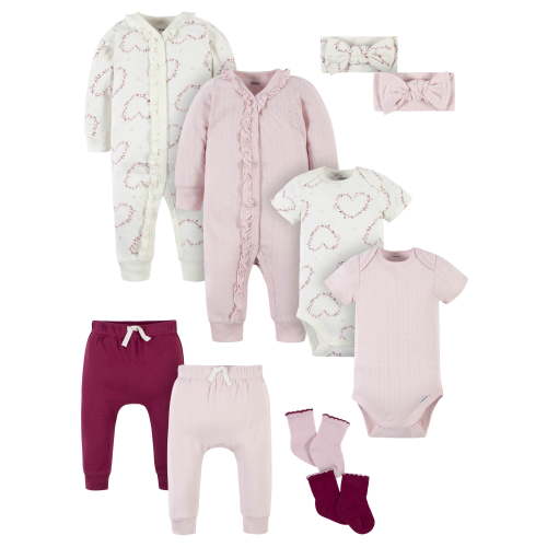 Modern Moments by Gerber Baby Girl Layette Shower Gift Set, 12-Piece (Newborn-3/6 Months)