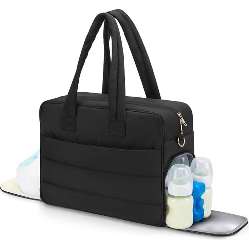 Breast Pump Bag with Insulated Breast Milk Cooler Pocket, Fits Spectra S1/S2 & Most Pumps, Water‑Resistant Work & Travel Tote with 15.6" Laptop Sleeve, Stroller Straps, Luggage Sleeve & Ice Pack
