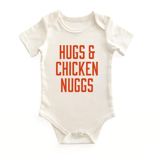 Chunky Deli Hugs & Chicken Nuggs Baby Bodysuit Gender Neutral Foodie Outfit Soft 100% Cotton Short Sleeve One-Piece
