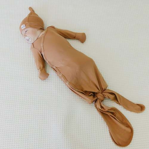 Newborn Knotted Gown - Pecan