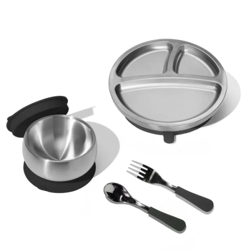 Avanchy Stainless Steel Gift Set: Registry Fave, Bowl, Plate, Spoons
