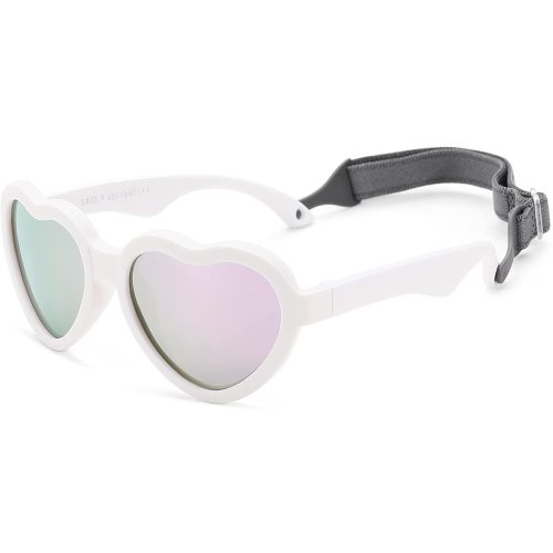COASION Baby's First Sunglasses with Strap, Unbreakable Polarized Newborn Infant Heart Sunglasses for Ages 0-24 Months