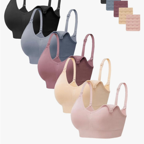 HBselect Women Maternity Bras 5 Pack Nursing Bras for Breastfeeding Seamless Pregnancy Sleep Bralette with Extra Extenders