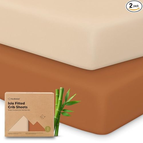 KeaBabies 2-Pack Baby Crib Sheets for Boys, Girls - 52x28 Viscose Derived from Bamboo Toddler Bed Sheets Neutral, Fitted Crib Mattress Cover for Standard Baby Bedding, Soft & Cozy (Rust)