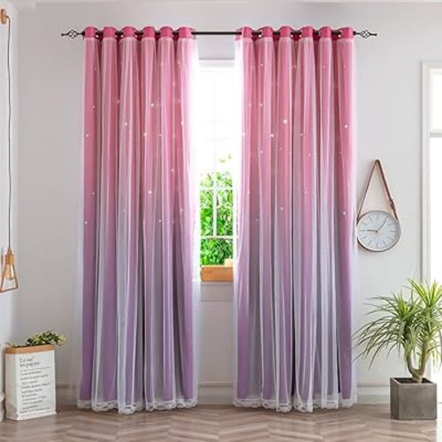 Yancorp Kids Curtains (Pink, Purple, 52x63)