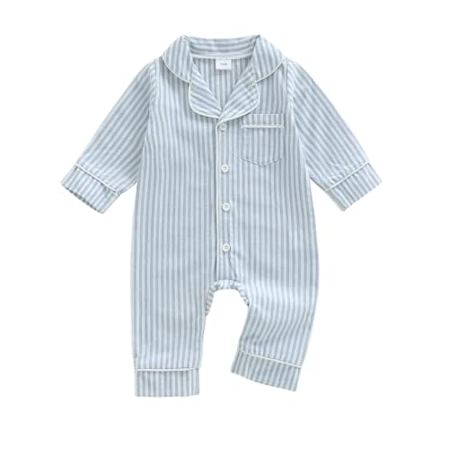 Kuriozud Baby Girl Boy Romper Pajamas Fall Winter Long Sleeve Button Down Pjs Newborn Infant Lapel Sleepwear Nightwear
