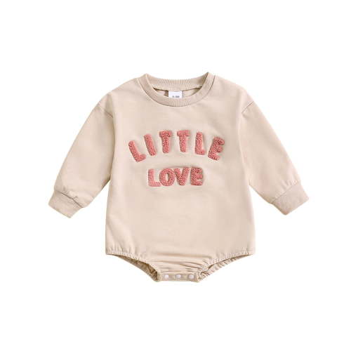 EnJoCho Baby Girls Boys Crewneck Sweatshirt Bubble Romper Long Sleeve Shirt Onesie Valentines Day Outfit Fall Spring Round Neck Letter Print Romper Children's Bodysuit Valentine's Day Jumpsuit