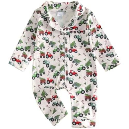 Kuriozud Baby Girl Boy Romper Pajamas Fall Winter Long Sleeve Button Down Pjs Newborn Infant Lapel Sleepwear Nightwear