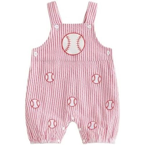 Baby Boy Summer Outfit Embroidery Bubble Romper Striped Sleeveless Onesie Bodysuit Overalls Newborn Boy Clothes