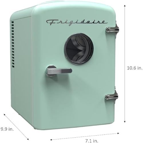 Frigidaire EFMIS171 Retro Mini Portable Personal Fridge - Ideal for Home, Office or Dorm - Includes Carrying Handle, AC/DC Wall/Car Charger (Green)