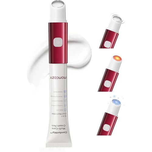 Momcozy ComfortNip™ 3-in-1 Heat Cool and Vibe Nipple Cream Pen Touch-Free 316 Steel Head Botanical Breastfeeding Cream Rechargeable Portable Postpartum Gift for Sore Nipple & Relief Clogged Ducts