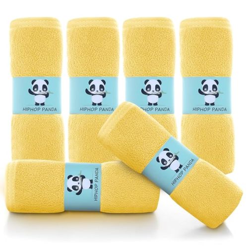 HIPHOP PANDA Baby Washcloths, Rayon Made from Bamboo - 2 Layer Ultra Soft Absorbent Newborn Bath Face Towel - Reusable Baby Wipes for Delicate Skin - Boho Earth Tones, 6 Pack