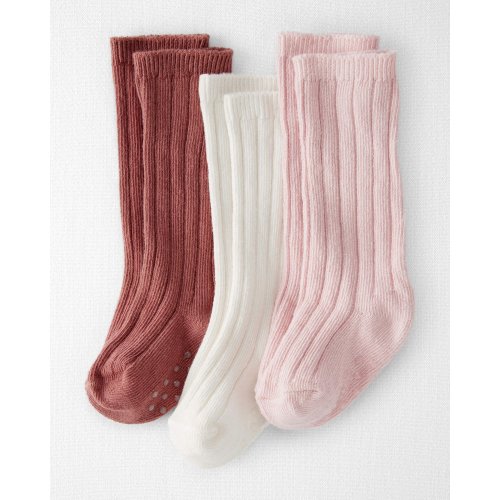 Baby Girl 3-Pack Knee-High No-Slip Socks Made with Organic Cotton - Little Planet | Carter's