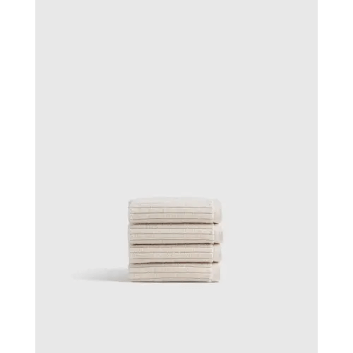 Ribbed Organic Turkish Cotton Washcloth (Set of 4) in Bone