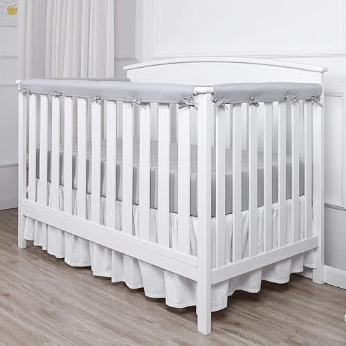 3pcs Guardrail Cover,Crib Rail Cover&Corner Guard Coverage Straps Protect Baby Teeth Crib Rail Covers for Teething (1 Long 2 Short)