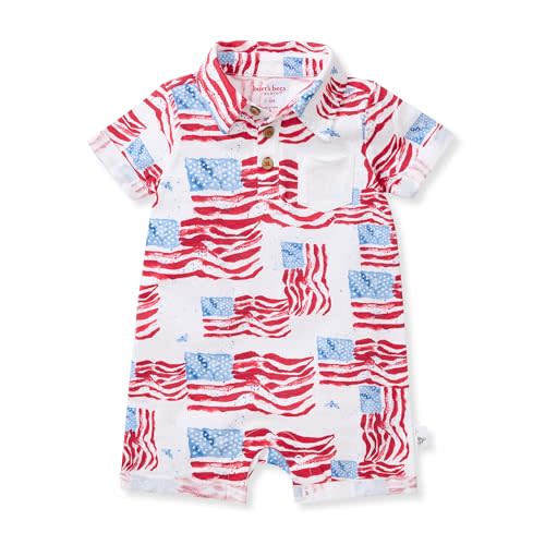 Burt's Bees Baby baby-boys Polo Rompers, 100% Organic Cotton One-piece Coverall and Layette Set