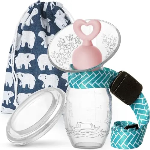 Bumblebee Manual Breast Pump with Breastfeeding Milk Saver Stopper& lid in Gift Box Food Grade Silicone bpa PVC and Phthalate Free 3.04oz/90ml