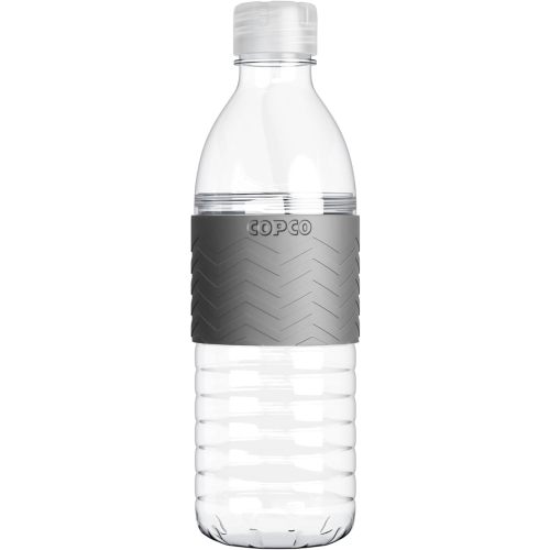 Copco Hydra Water Bottle with Spill-Resistant Lid, 16.9 oz - Reusable Tritan Non-Slip Sleeve, Twist-Open Body - BPA-Free, Leak-Proof, Durable & Portable for Gym, Office, School (Gray)